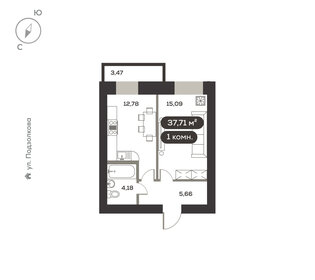 Квартира 37,7 м², 1-комнатная - изображение 1