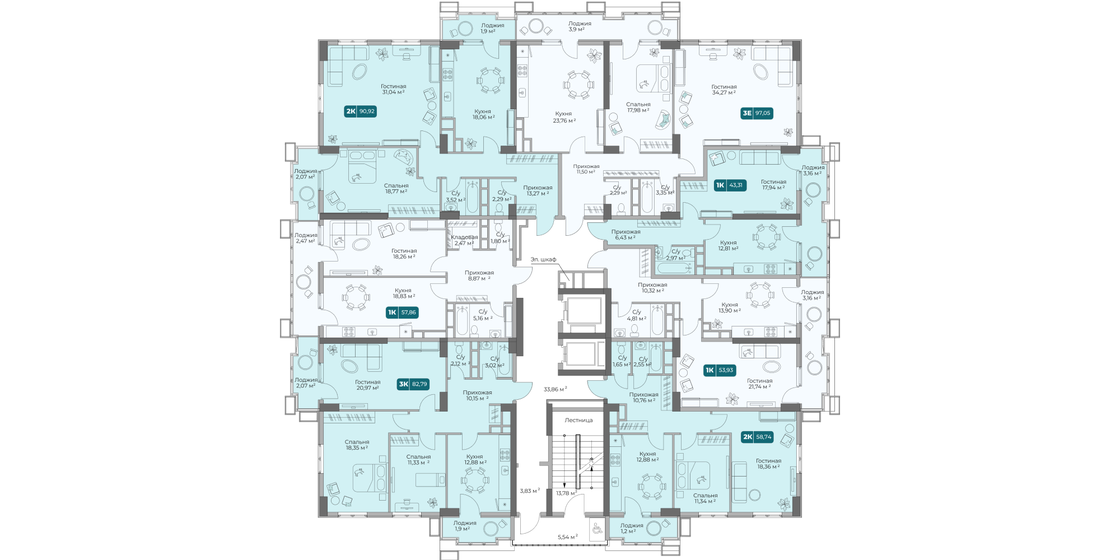 57,5 м², 2-комнатная квартира 9 403 000 ₽ - изображение 5