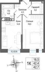 Квартира 42 м², 1-комнатная - изображение 1