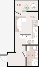 Квартира 24,7 м², студия - изображение 1