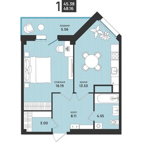 Квартира 48,2 м², 1-комнатная - изображение 1