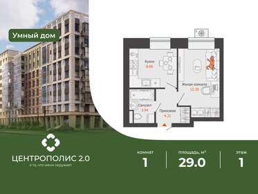 Квартира 29 м², 1-комнатная - изображение 1