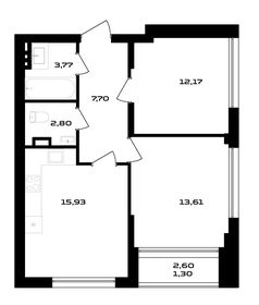 Квартира 58,6 м², 2-комнатная - изображение 1
