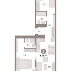 Квартира 63,6 м², 2-комнатная - изображение 3