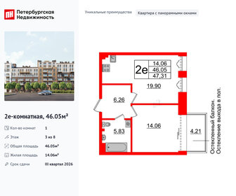 Квартира 46,1 м², 1-комнатная - изображение 1
