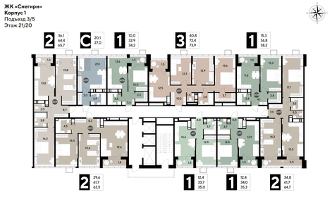 Квартира 73,9 м², 3-комнатная - изображение 2