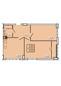 Квартира 63,2 м², 2-комнатная - изображение 1