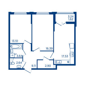 Квартира 66,9 м², 2-комнатная - изображение 1