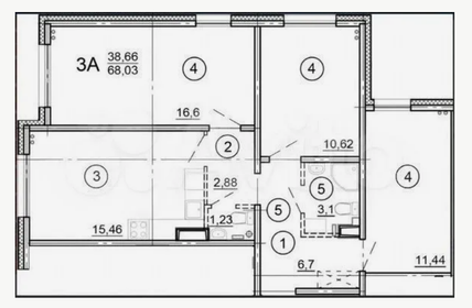 Квартира 68 м², 3-комнатная - изображение 1
