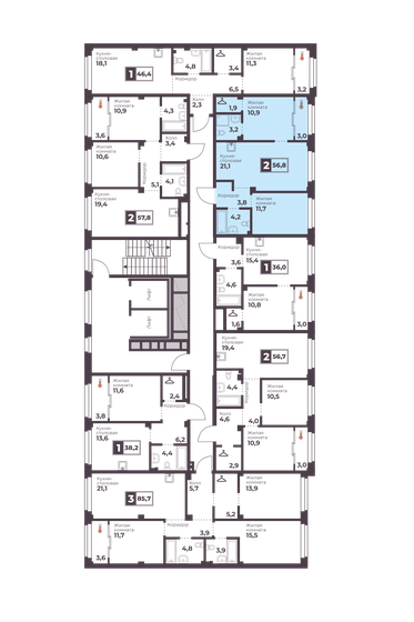 44,2 м², 2-комнатная квартира 9 300 000 ₽ - изображение 101