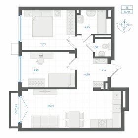 Квартира 55 м², 2-комнатная - изображение 1