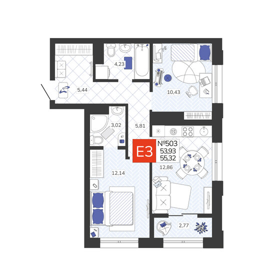 52,3 м², 2-комнатная квартира 6 642 100 ₽ - изображение 30