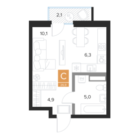 Квартира 26,9 м², студия - изображение 1