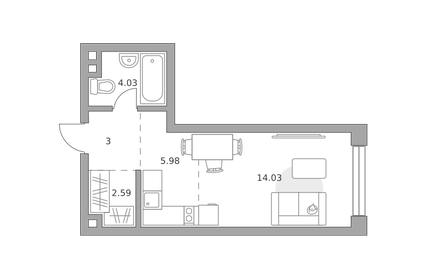 Квартира 29,6 м², студия - изображение 2