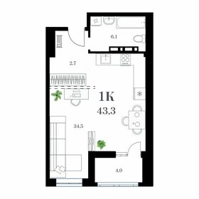 Квартира 45,7 м², 1-комнатная - изображение 1