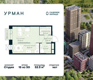 Квартира 32,3 м², студия - изображение 1