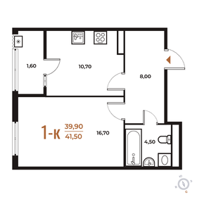 Квартира 41,5 м², 1-комнатная - изображение 1