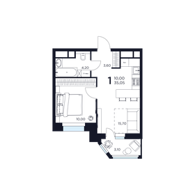 Квартира 35,1 м², 1-комнатная - изображение 1