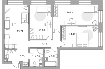 Квартира 85,5 м², 3-комнатная - изображение 2