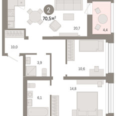 Квартира 70,5 м², 2-комнатная - изображение 3
