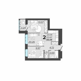 Квартира 55 м², 2-комнатная - изображение 1