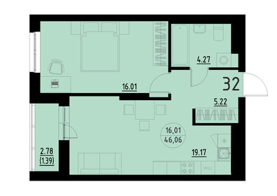 Квартира 46,1 м², 1-комнатная - изображение 1