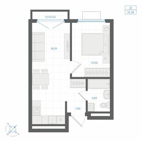 Квартира 35,3 м², 2-комнатная - изображение 1