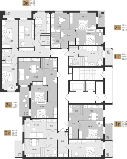 79,6 м², 3-комнатная квартира 6 700 000 ₽ - изображение 117
