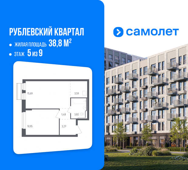 38 м², 1-комнатная квартира 10 254 000 ₽ - изображение 84