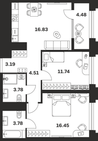 Квартира 64,8 м², 2-комнатная - изображение 1