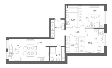 Квартира 81,1 м², 2-комнатная - изображение 1