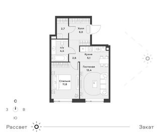 Квартира 45 м², 1-комнатная - изображение 1