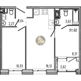 Квартира 51,9 м², 2-комнатная - изображение 1