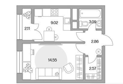 Квартира 35 м², 1-комнатная - изображение 1