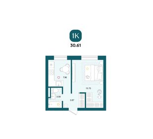 Квартира 30,6 м², 1-комнатная - изображение 1