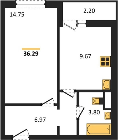 35,4 м², 1-комнатная квартира 3 701 070 ₽ - изображение 27