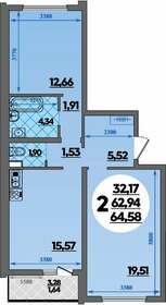Квартира 64,6 м², 2-комнатная - изображение 1
