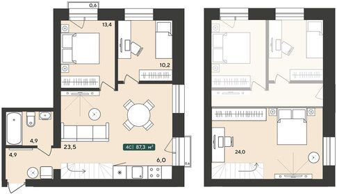 Квартира 87,3 м², 4-комнатная - изображение 1
