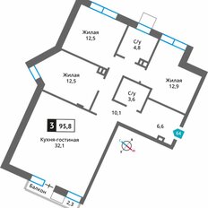 Квартира 95,8 м², 3-комнатная - изображение 2