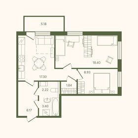 Квартира 59,8 м², 2-комнатная - изображение 1