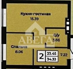 Квартира 34 м², 2-комнатная - изображение 3