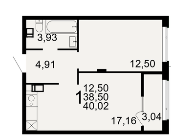 Квартира 40 м², 1-комнатная - изображение 1