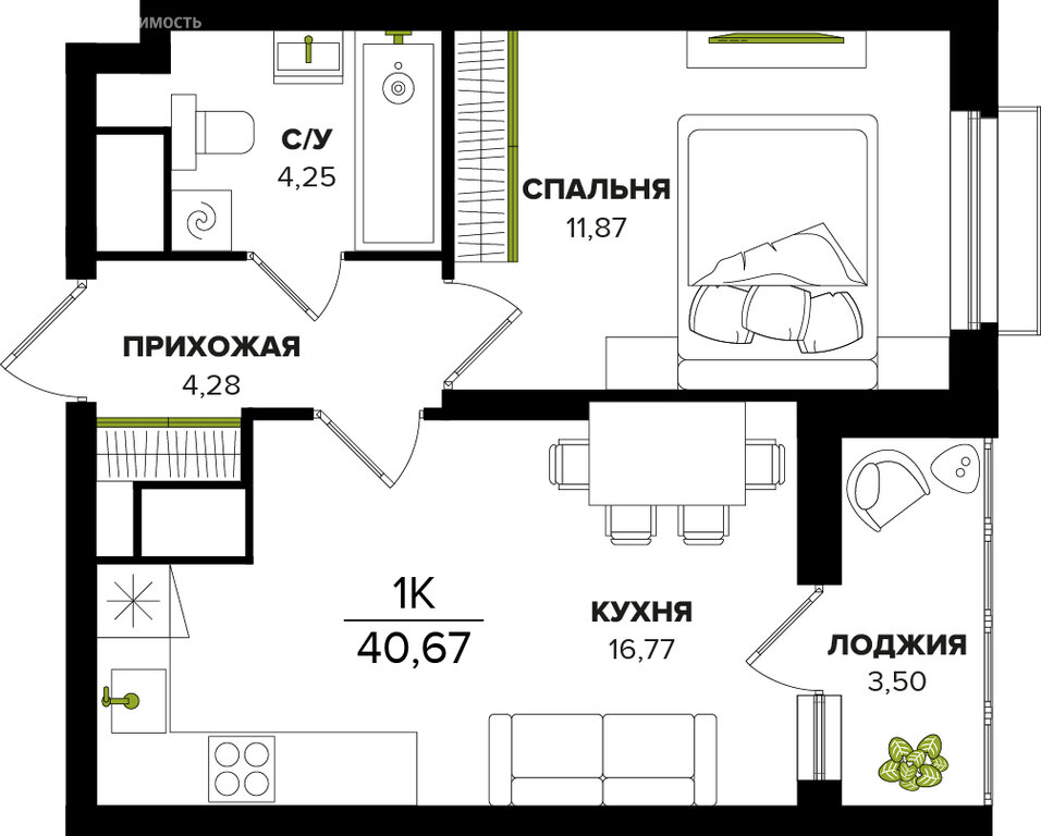 Варианты планировок ЖК «Семейный бульвар» - планировка 8