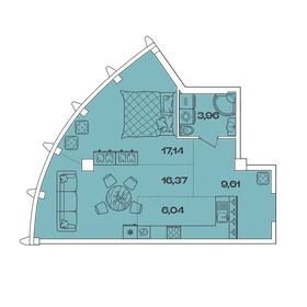 Квартира 53,1 м², 1-комнатная - изображение 1