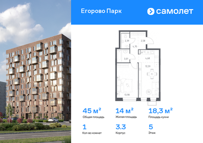Квартира 45 м², 1-комнатная - изображение 1