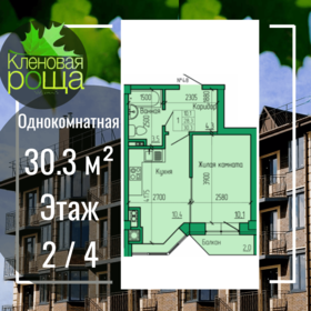 Квартира 30,3 м², 1-комнатная - изображение 1