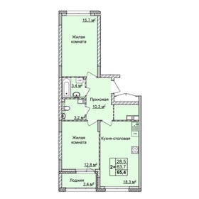 Квартира 65,4 м², 2-комнатная - изображение 1