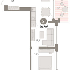 Квартира 70,7 м², 3-комнатная - изображение 2