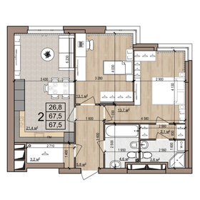 Квартира 67,5 м², 2-комнатная - изображение 1