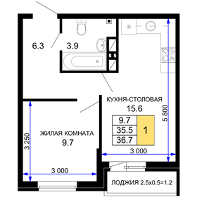 Квартира 37 м², 1-комнатная - изображение 1